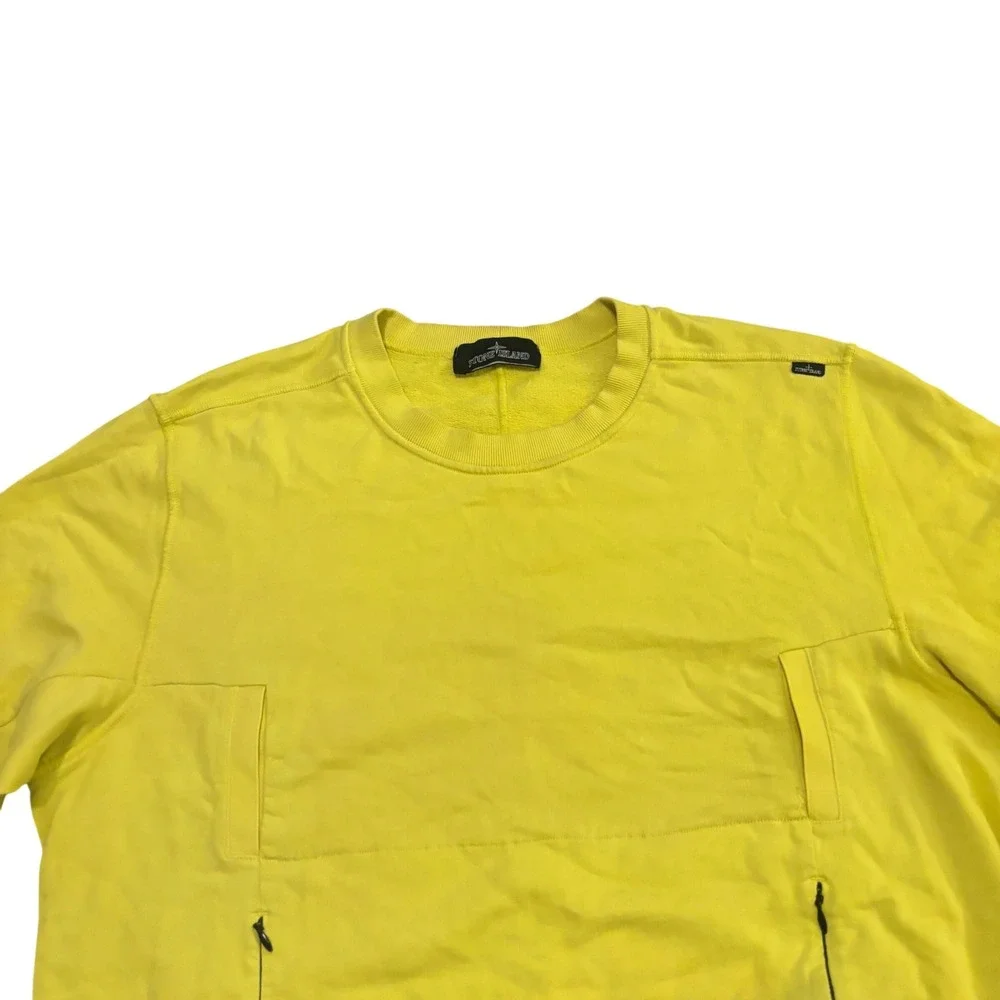 Stone Island Mens Yellow Shadow Project‎ Crew Neck Sweatshirt Zip Pockets XL
